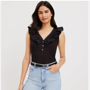 Loft Ruffle Collar Tank – Black / Large